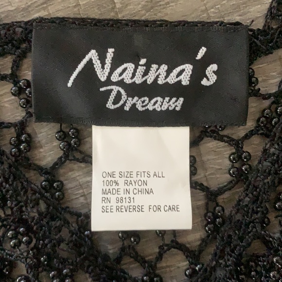 One Size-Black Beaded Tank Top Overlay - Picture 3 of 4